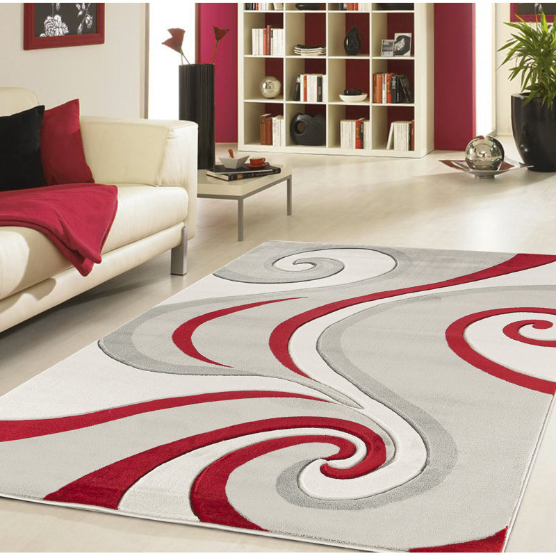 Ivy Bronx Allenside Abstract Red Area Rug & Reviews Wayfair